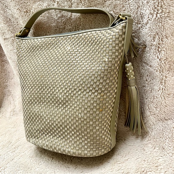 RARE YSL Vintage Woven Taupe Shoulder Bag Full Inclusion - Picture 8 of 15